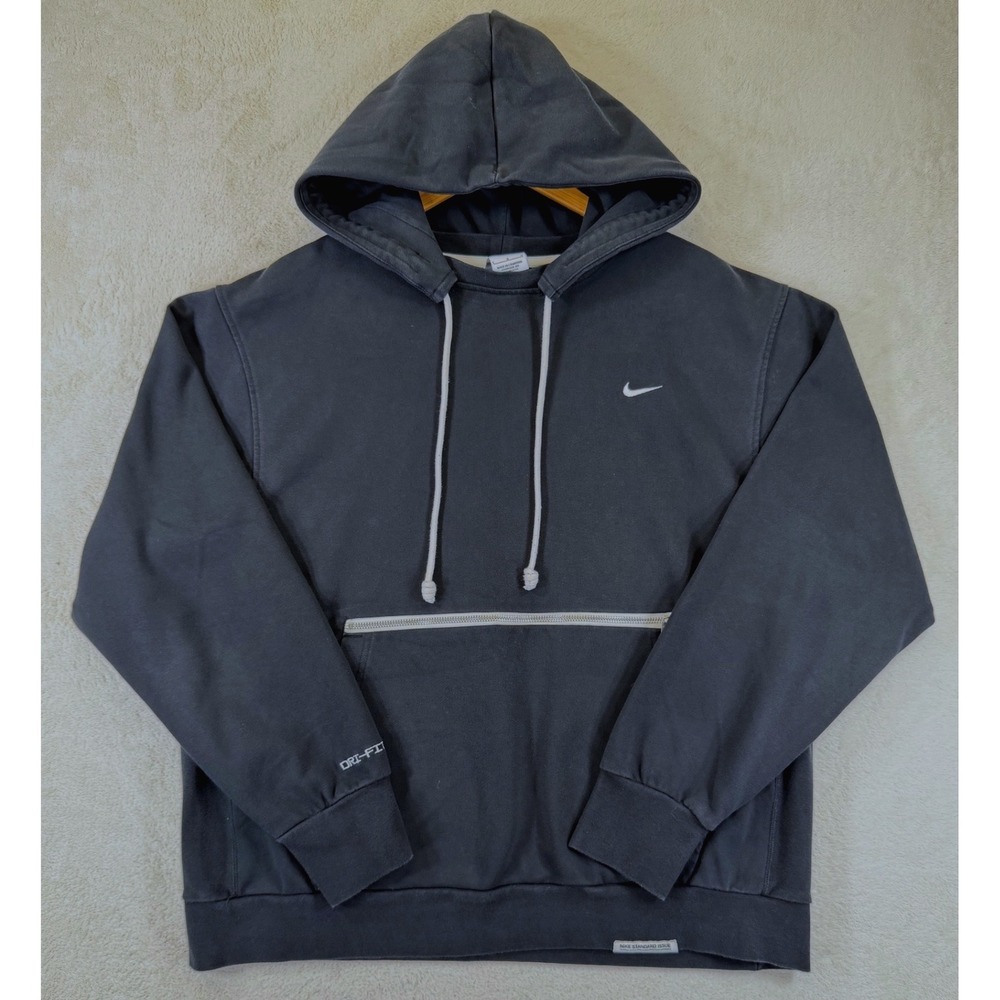 Nike Standard Issue Dri-FIT Hoodie Mens Large Black Zippered Pocket Pullover